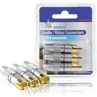 High Quality Phono Plugs Metal Body Gold Plated 3 Pack