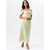 Sage Green Cowl Neck Drop Sleeves Foil Maxi Dress