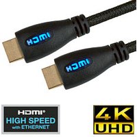 Blue LED Lit HDMI Cable Braided 3m
