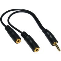 Headphone Splitter Cable 3.5mm Plug to 2x Sockets Gold