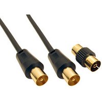 1.8m TV Aerial Cable Black Gold Plated Male to Male