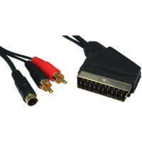 1.5m SCART Plug to 2x Phono plus S-Video