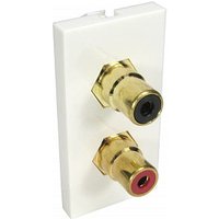 2x Phono Red / Black Faceplate Module Euromod Wall Plate Module