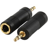 3.5mm Stereo Plug to 6.35mm Stereo Socket Adapter Gold