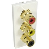 3x Phono Red / Black / Yellow Faceplate Module Euromod Wall Plate Module