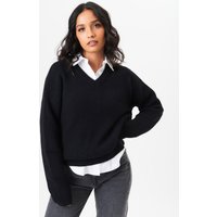 Black V Neck Knit Oversized Jumper