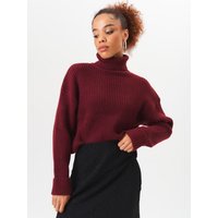 Burgundy High Neck Chunky Knit Crop Jumper