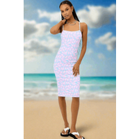 Frankies Bikinis Quinn Terry Midi Dress in Daisy Dream Size: M Colour: Pink