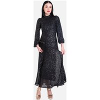 Black Sequin High Neck Occasion Midi Dress