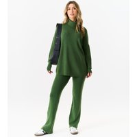 Khaki Roll Neck Knit Jumper