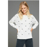 Wildfox Gordon Bow Sommers Sweatshirt Size: L Colour: White