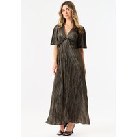 Black Metallic Plisse Maxi Dress