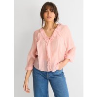 Long Sleeeves Tie Detail Ruffle Blouse