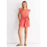 Coral Stretch Texture Frill Elasticated Waist Playsuit