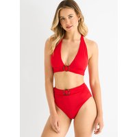 Red High Waisted Bottoms with Ring Belt Detail