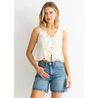 Tie Front Broderie Waistcoat