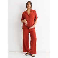 Rust Elastic Waist Wide Leg Trousers