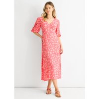 Pink Animal Print Viscose Midi Dress
