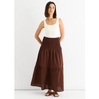 Chocolate Cotton Smock Tiered Cotton Maxi Skirt