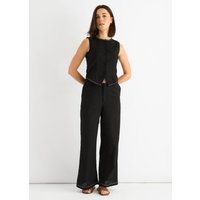 Black Cotton Contrast Stitch Detail Waist Coat