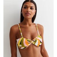 Multi Tropical Palm Bandeau Top