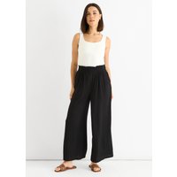Black Paperbag Waist Wide Leg Trousers