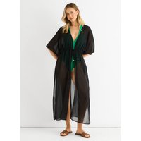 Black Flowy Open Front Beach Cover Kimono