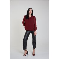 Burgundy Dobby Chiffon Long Sleeve Blouse