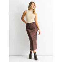 Chocolate Satin Midi Skirt