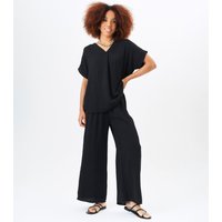 Black V neck Oversized Top