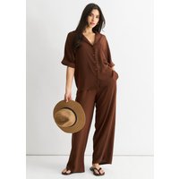 Brown Air Flow Oversized Shirt Top