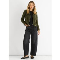 Khaki Corduroy Biker Zip Up Jacket