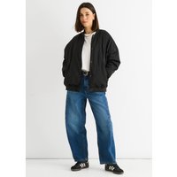 Black Padded Oversized Bomber Jacket
