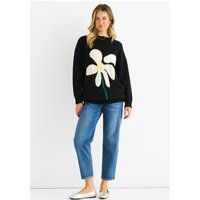 Black Paint Flower Knit Oversized Long Jumper