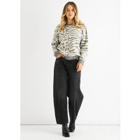 Grey Contrast Zebra Animal Knit Jumper