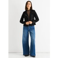 Black Corduroy Biker Zip Up Jacket