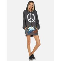 Lauren Moshi Desiree Brush Peace Hoodie Dress Size: L Colour: Black
