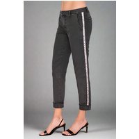 Sundry Star Glitter Stripe Roll Up Chino Trousers Size: 26" Colour: Black