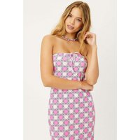 Frankies Bikinis Hope Strapless Terry Dress in Pink Daisy Size: L Colour: Pink