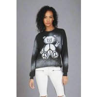 Lauren Moshi Lee Peace Teddy Crew Sweater Size: XS Colour: Black