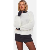 Cream Crew Neck Rib Knit Oversized Jumper