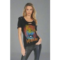 Lauren Moshi Myra Def Leppard Leopard T-Shirt Size: L Colour: Black