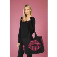 Lauren Moshi Fatima Plaid Lip Oversized Tote Bag Colour: Black