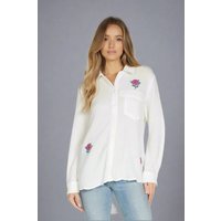 Lauren Moshi Dara Crystal Roses Shirt Size: L Colour: White