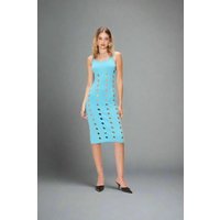 House of Sunny Canopy Knit Midi Dress Colour: Blue Size: 6