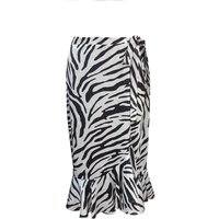 Mono Zebra Print Wrap Midi Skirt