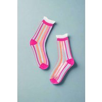 Sock Candy Candy Stripe Ruffle Crew Sock Size: One Size Colour: Multi