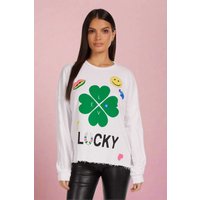 Lauren Moshi Lee Lucky Clover Sweater Size: L Colour: White