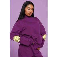 Samii Ryan Smiley® Purple Oversized Hoodie Size: L Colour: Purple