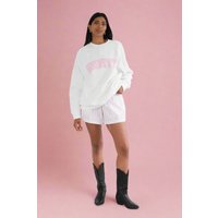 Brunette The Label "Brunette" Varsity Hair Colour Not Your Boyfriend's Crew Sweater Colour: Pink Size: L/XL